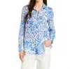 Drew Natalee Cotton Voile Blouse In Ocean In Blue