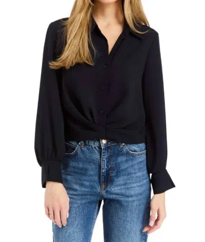 Drew Nick Button-up Blouse In Navy In Blue