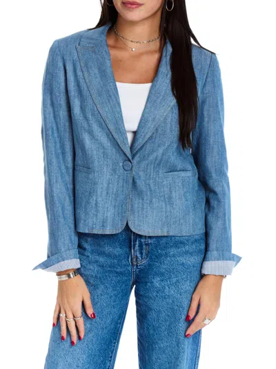 Drew Oakley Denim Blazer In Bleach In Blue