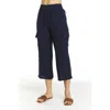 Drew Sandy Gauze Crop Cargo Pants In Navy In Blue
