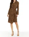 DREW SAVVY PRINTED DRESS IN TAUPE