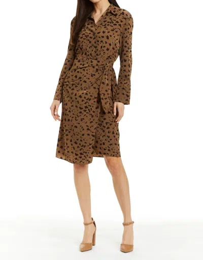 Drew Savvy Printed Dress In Taupe In Grey