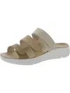 DREW SAWYER WOMENS FAUX LEATHER FOOTBED SLIDE SANDALS