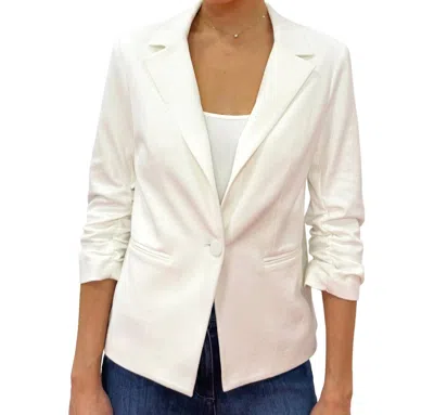 Drew Serena Ruched Sleeves Blazer In White