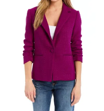 Drew Serena Tweed Blazer In Fuschia In Purple