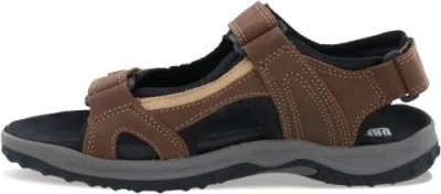 Pre-owned Drew Shoe Mens Warren Leather Open Toe Sport Sandals In Brown/tan Nubuck