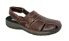 Drew Shoes Men's Barcelona Sandal In Dark Brown Pebbled Leather In Multi