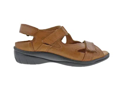 Drew Shoes Women's Lagoon Casual Sandal In Cognac Leather In Multi