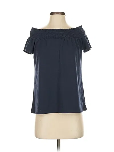 Pre-owned Drew Short Sleeve Blouse In Blue