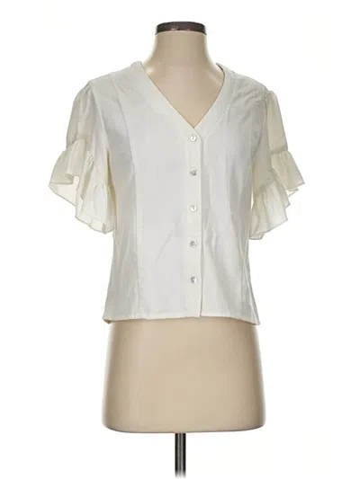 Pre-owned Drew Short Sleeve Blouse In Ivory