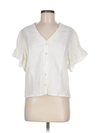 Pre-owned Drew Short Sleeve Blouse In White