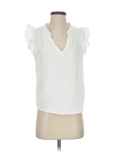 Pre-owned Drew Short Sleeve Blouse In White