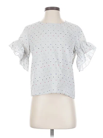 Pre-owned Drew Short Sleeve Blouse In White
