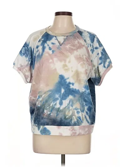 Pre-owned Drew Short Sleeve Top Blue Tie-dye Pattern Keyhole Neckline Tops