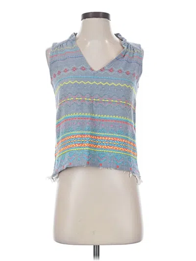 Pre-owned Drew Sleeveless Top Blue Halter Neckline Tops