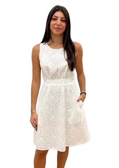 Drew Tania Eyelet Lace Mini Dress In White
