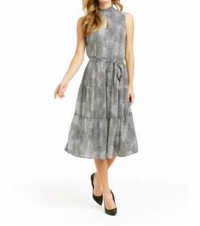 Drew Tiger Crepe Samantha Dress In Black In Grey