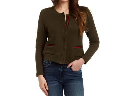 Drew Tracy Ribbon Trim Cardigan In Army Green