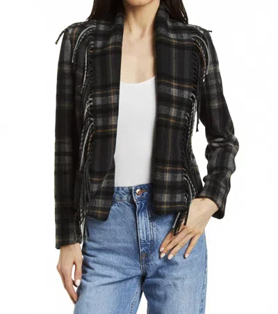 Drew Warren Fringe Jacket In Charcoal In Black