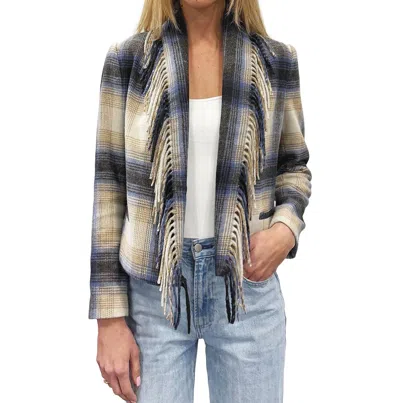 Drew Warren Open Front Knit Blazer In Indigo In White