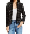 Drew Warren Plaid Fringe Jacket In Charcoal In Pink