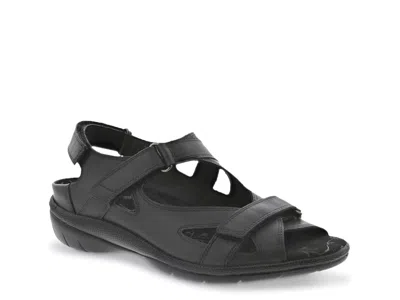 Drew Wide Width Lagoon Wedge Sandal In Black