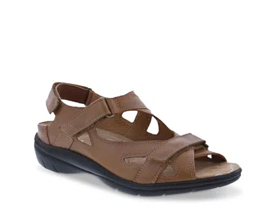 Drew Wide Width Lagoon Wedge Sandal In Brown