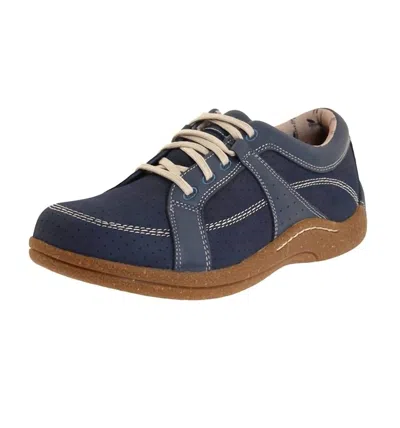 Drew Women's Geneva Casual Shoes - Wide In Denim Leather/nubuck In Blue