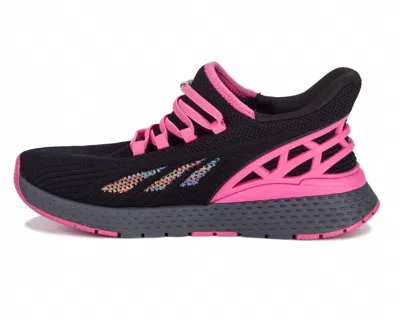Drew Women Halo Sneakers In Black/pink Mesh Combo In Animal Print