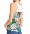 Drew Women's Nian Back Tank In Kelly/white