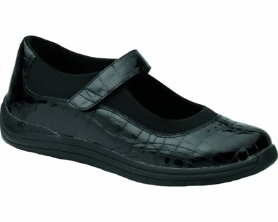 Drew Women's Rose Shoes In Black Croc Patent Leather In Green