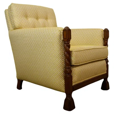 Pre-owned Drexel 1930's Spanish Revival Barley Twist Lounge Chair In Brown