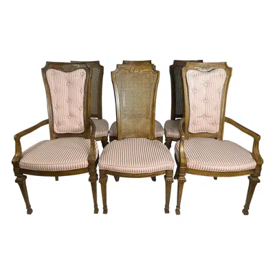 Pre-owned Drexel 1960s  Cane Back Dining Chairs- Set Of 6 In Brown