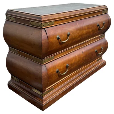 Pre-owned Drexel 1960s  Wood Brass Sculptural Bombay Dresser Commode Dresser On Castors In Brown