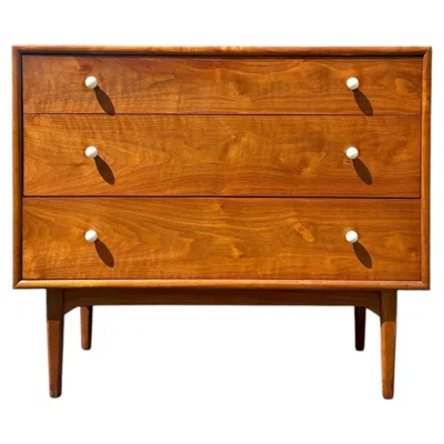 Pre-owned Drexel 1960s Kipp Stewart For  Declaration Walnut Chest Of Drawers With Vanity In Brown