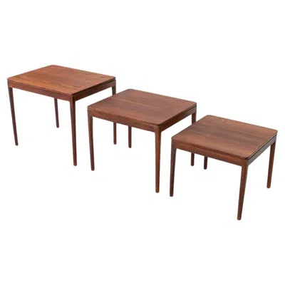 Pre-owned Drexel 1960s Set Of Three  Nesting Tables In Walnut In Brown