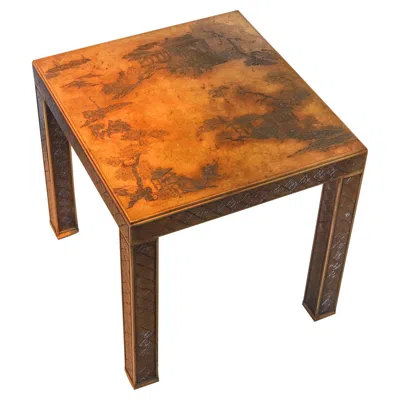 Pre-owned Drexel 1970-80 Chinoiserie Side Table In Carved Wood With Aged Gilding In Brown