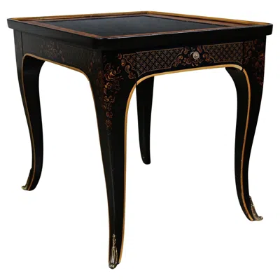 Pre-owned Drexel 1982  Heritage Et Cetera Chinoiserie End Table Black & Burl With Ormolu