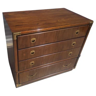 Pre-owned Drexel Accolade 3 Drawer Walnut Campaign Chest In Brown