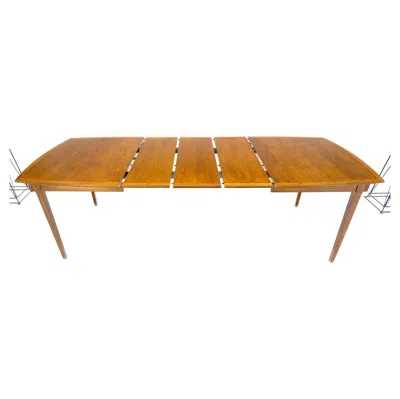 Pre-owned Drexel American Light Walnut Boat Shape 3x12" Extension Leaves Dining Banquet Table In Brown