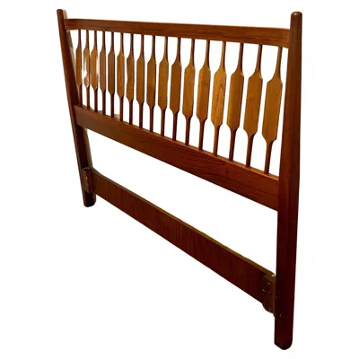 Pre-owned Drexel American Mid Century Solid Sculpted Walnut Headboard By Kipp Stewart For  In Brown