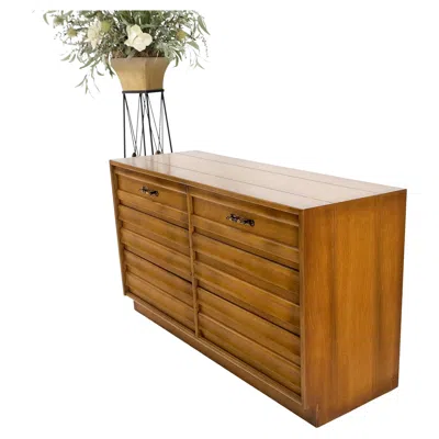 Pre-owned Drexel American Mid-century Modern 6 Drawers Dresser Credenza W Butterfly Joints Mint! In Brown