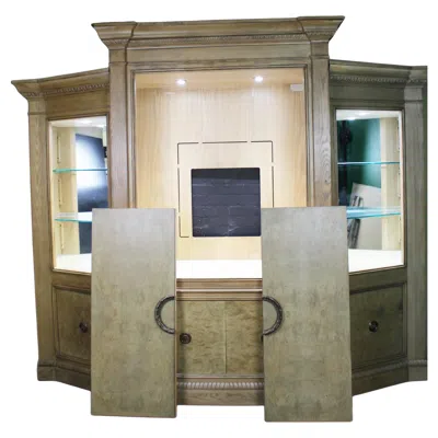 Pre-owned Drexel Architectural Breakfront Display Cabinet By  Heritage, Usa, Late 20th Cent In Brown