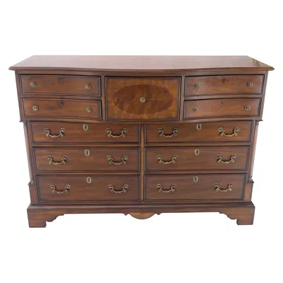 Pre-owned Drexel Banded Top Mahogany Inlayed Bracket Feet 11 Drawers Dresser Credenza Mint! In Brown