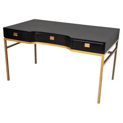 Pre-owned Drexel Black Lacquer & Brass 'consensus' Writing Desk By