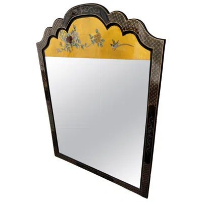 Pre-owned Drexel Black Lacquered  Style Chinoiserie Style Wall Mirror