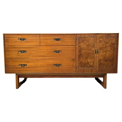 Pre-owned Drexel Burl Front Mid-century Modern Sideboard By  In Brown