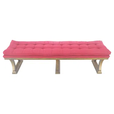 Pre-owned Drexel C1970s Gold Splatter Metallic Style Finish Tufted Cushion Upholstery Bench Clean In Pink