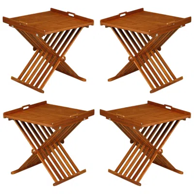 Pre-owned Drexel Campaign Tray Tables By Stewart Macdougall For , 1960s, Refinished, Signed In Brown