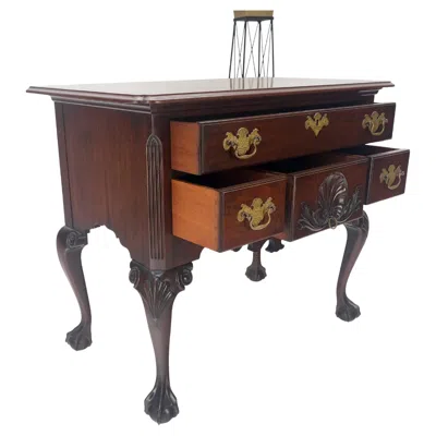 Pre-owned Drexel Chippendale Style Carved Mahogany Ball & Claw 4 Drawer Low Boy Dresser Clean! In Brown